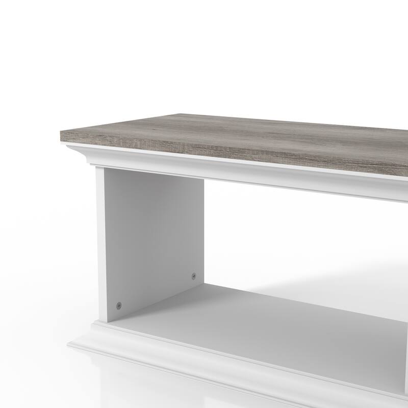DH BASIC Transitional White 63-Inch 3-Shelf Floating TV Stand by Denhour