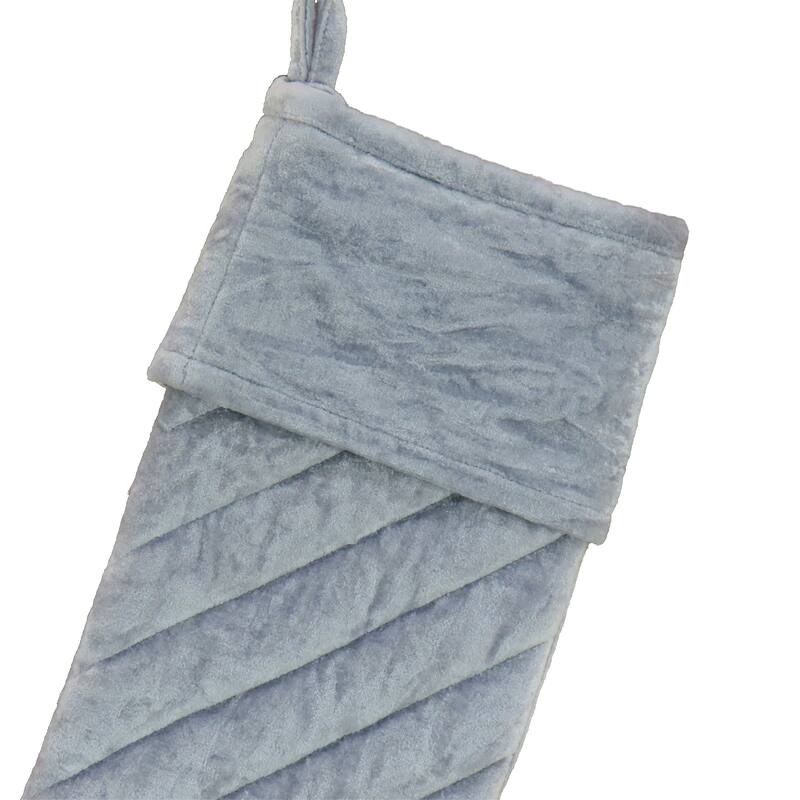 National Tree Company 19 in. HGTV Home Collection Quilted Velvet Stocking, Silver - 10in