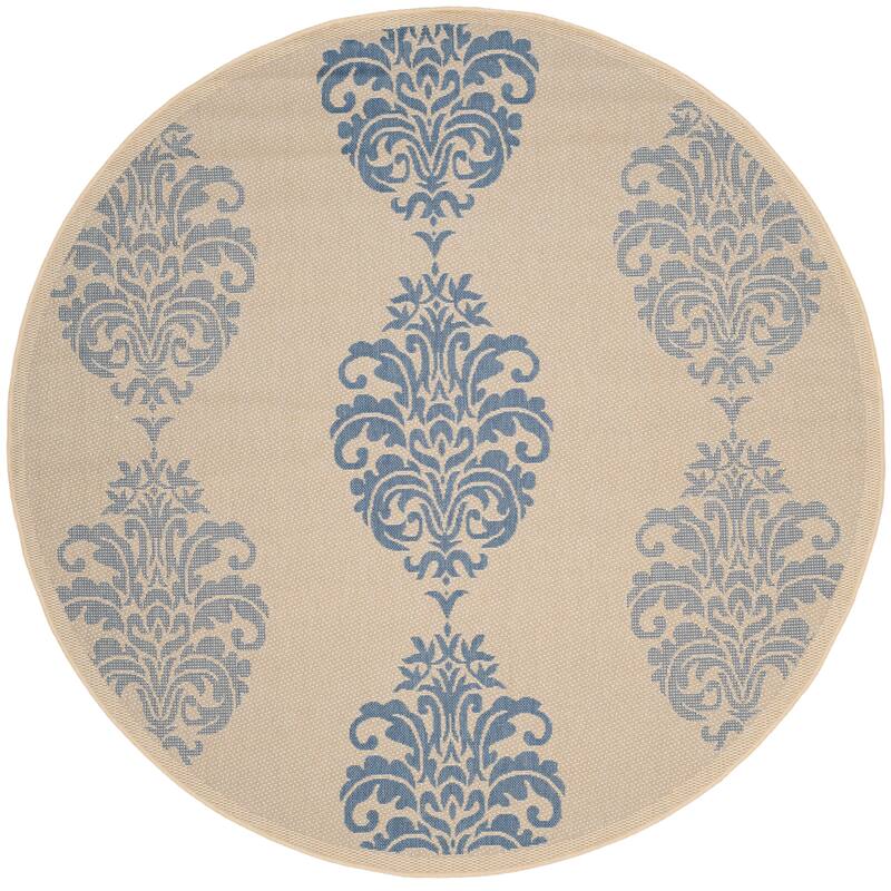 SAFAVIEH Courtyard Pauley Damask Indoor/ Outdoor Waterproof Patio Backyard Rug