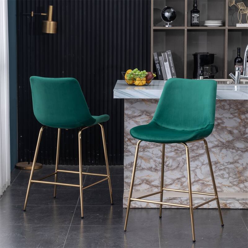 Modern Velvet 26.50 Counter Height Stool, Set of 2