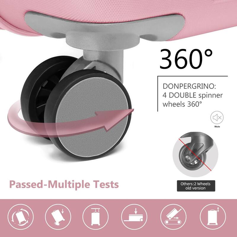 6-Piece Modern Hardshell Expandable Luggage with Travel Bag, Spinner Wheels and TSA Lock, for Boarding Travel, Light Pink