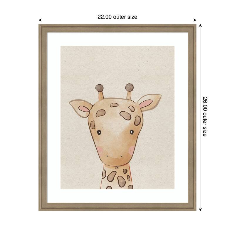 Kate and Laurel Baby Animal Giraffe Natural by The Creative Bunch Studio Framed Wall Art Print