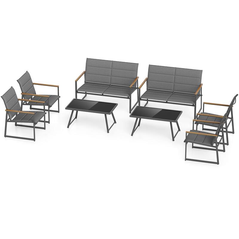 Gymax 8-Piece Patio Furniture Set Outdoor Conversation Set w/ Padded