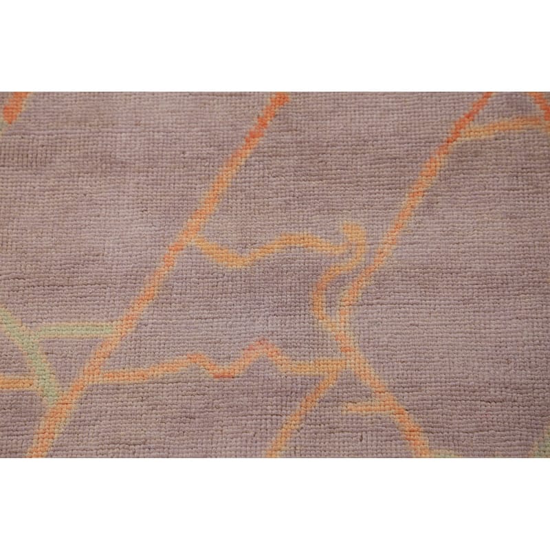 Hand Knotted Oriental 100% Wool Carpet Transitional Geometric Purples Oushak Area Rug - 4' 9'' X 3' 0''