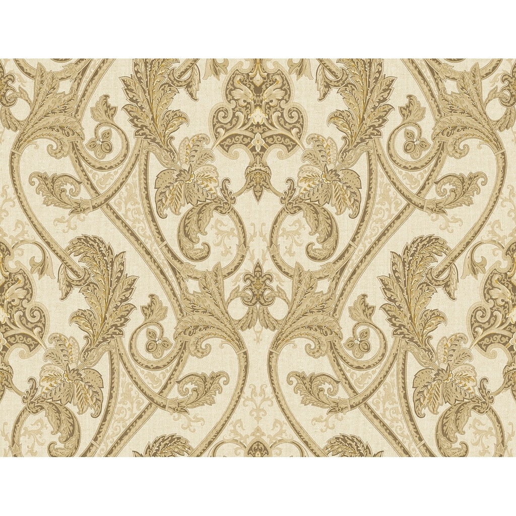 Seabrook Designs Longthorpe Damask Unpasted Wallpaper