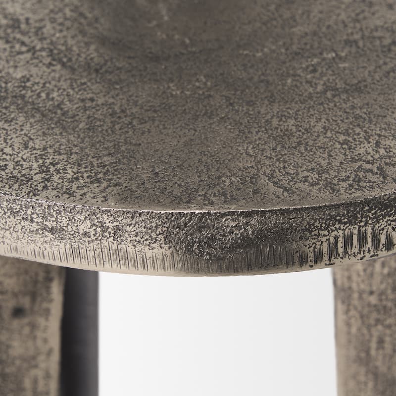 Maggie Textured Silver Nickel Cast Aluminum Metal Accent Table - 13.5L x 13.5W x 20.5H