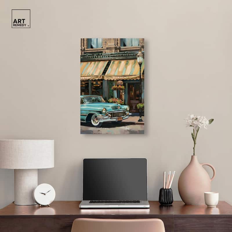 Classic Car Store Visit II Canvas by Art Remedy, Gallery Wrapped