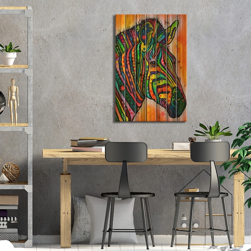 Zebra Print On Wood by Dean Russo - Multi-Color