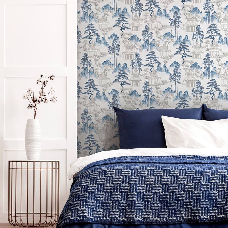 Arthouse Akio Blue Pagoda Wallpaper