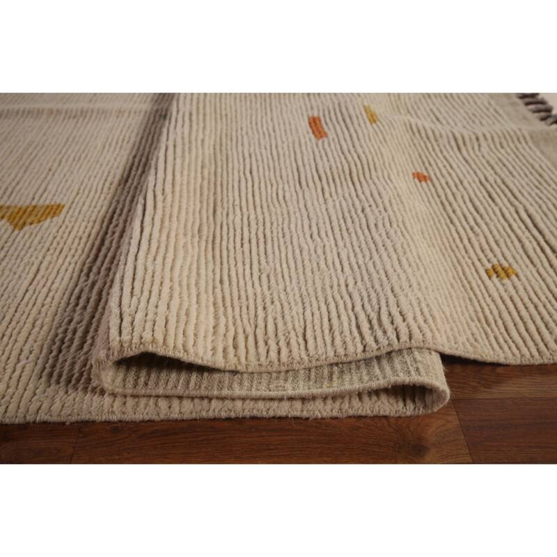 Ivory Palace Size Moroccan Oriental Area Rug Hand-Knotted Wool Carpet - 11'10"x 18'7"