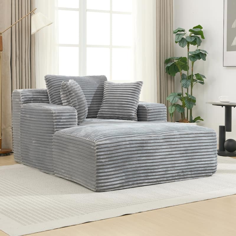 Roomfitters Full-Compressed Chaise Lounge Sleeper Sofa with Removable Pillows Modern Upholstered Couch