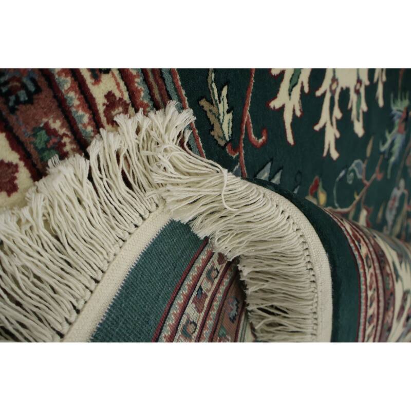 Hand Knotted Oriental 100% Wool Carpet Traditional Geometric Green Heriz Area Rug - 13' 10'' X 9' 8''