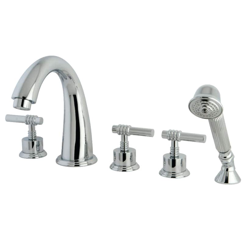 Kingston Brass Manhattan Deck Mounted Roman Tub Filler - Includes Hand - Polished Chrome