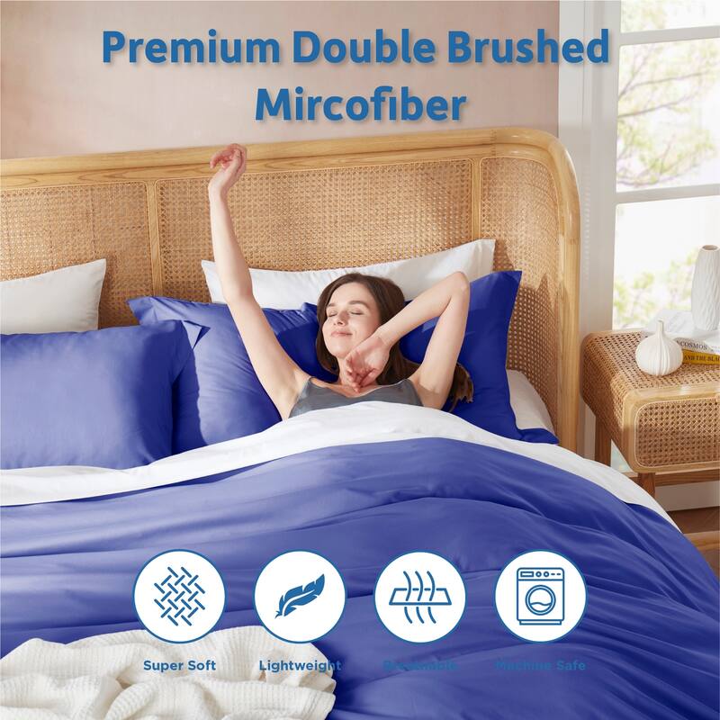 Nestl Ultra Soft Double Brushed Microfiber Duvet Cover Set with Button Closure