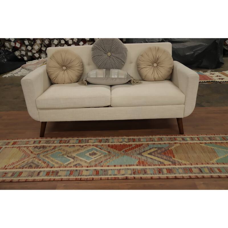 Hand Woven Oriental 100% Wool Carpet Southwestern Tribal Multi-Colored Kilim Runner Rug - 8' 3'' X 2' 3''