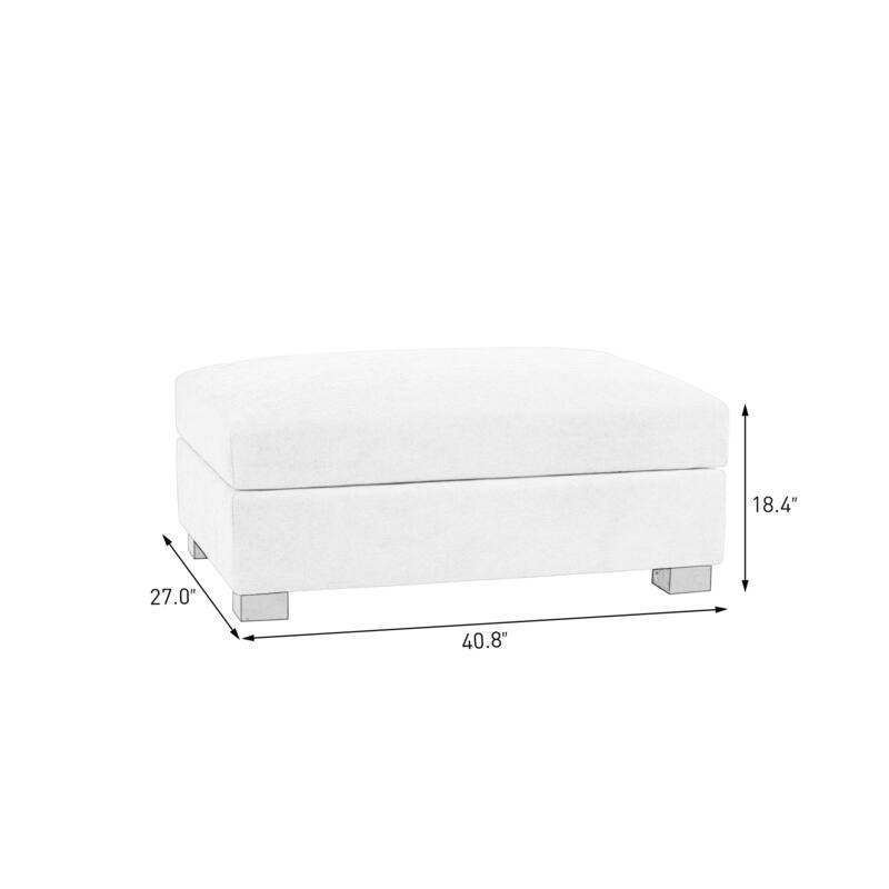 Oversized Chenille Modular Ottoman With Cushioned Top