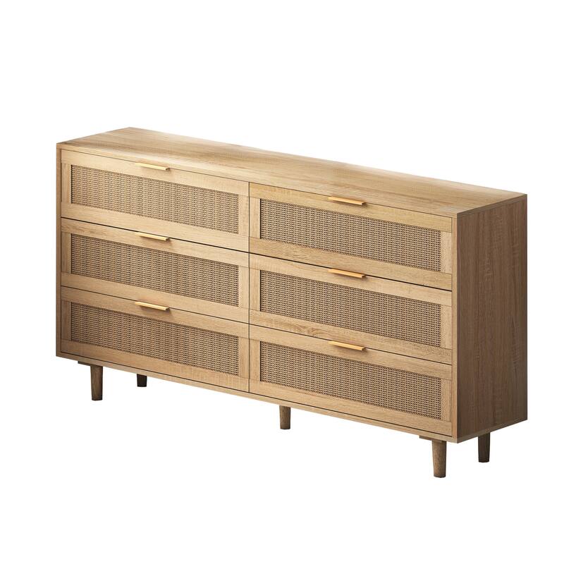 6-Drawers Rattan Storage Cabinet Rattan Drawer