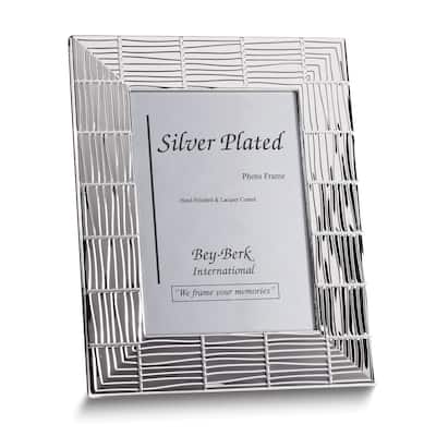 Curata Silver-Plated Lacquer-Coated Textured Design 5x7 Picture Frame with Easel Back