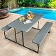 preview thumbnail 17 of 23, Indoor and Outdoor Folding Picnic Table Bench Set with Wood-like Texture - 59" x 54" x 28.5"(L X W X H)