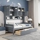 preview thumbnail 3 of 16, Modern Twin Size Wooden Daybed with 2 Drawers, and All-in-One Cabinet and Shelf,Grey