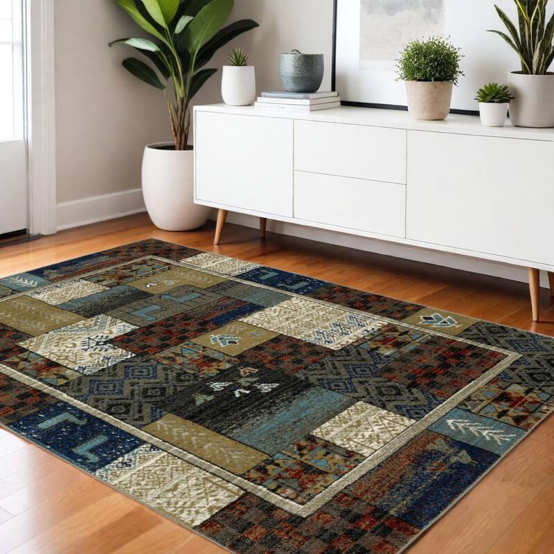 HomeRootsPatchwork Bohemian Runner Area Rug - 64.96' X '46.06' X '0.32