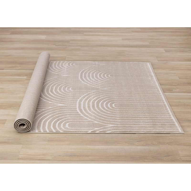 Leopold Collection - Neutral Cream Beige Modern Arches Area Rug
