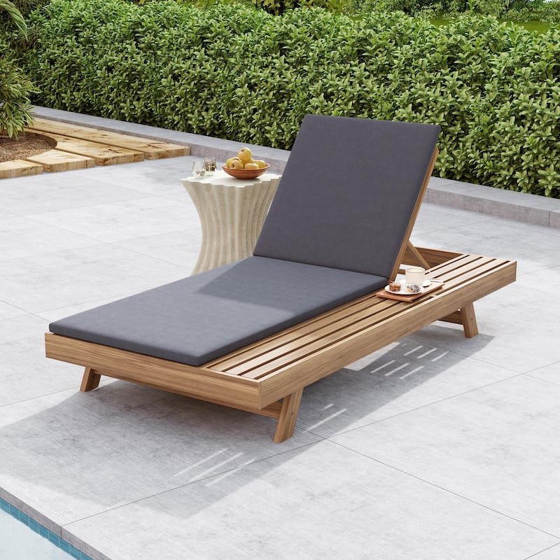 Christopher Knight Home - Maribel Modern Outdoor Acacia Wood 4-Position Adjustable Chaise Lounge with Water-Resistant Cushion