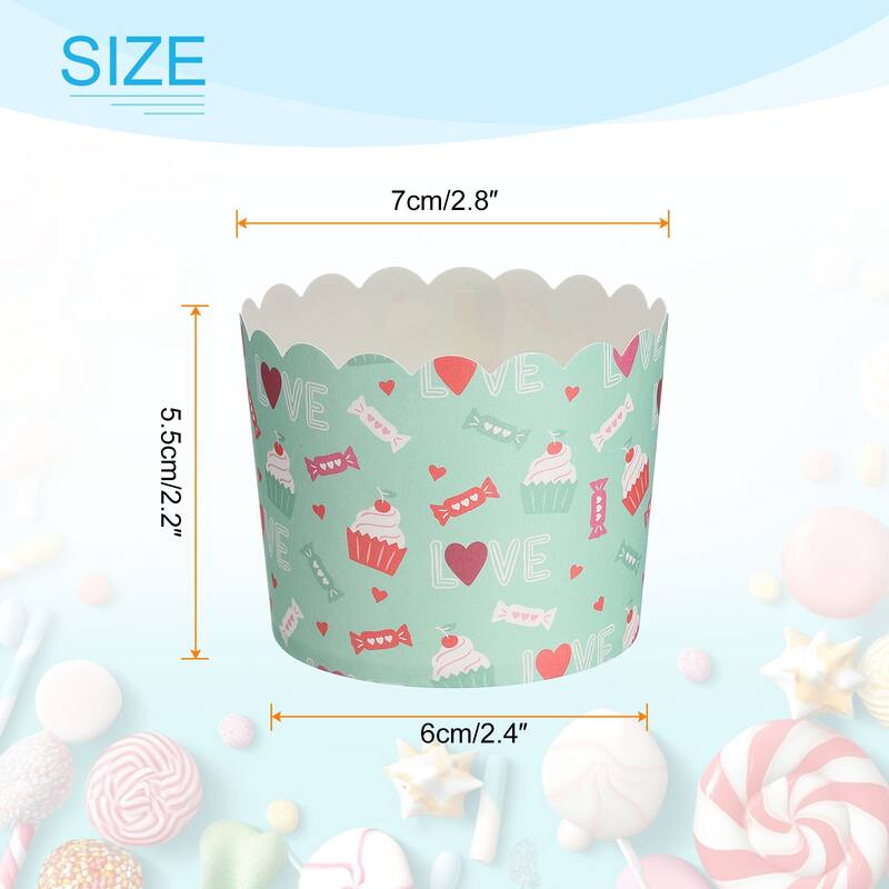50Pcs Paper Baking Cups Cupcake Muffins Liner Wrappers Cake LOVE Pattern - Standard