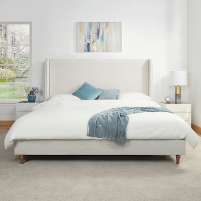 High Headboard Upholstered Platform Bed No Box Spring Needed