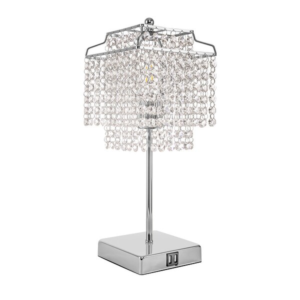 Glass Chrome Table Lamp Square Shape Dimmable Desk Lamp with No Bulbs Included for Your Bedroom Living Room 17.32 8.86 5.92