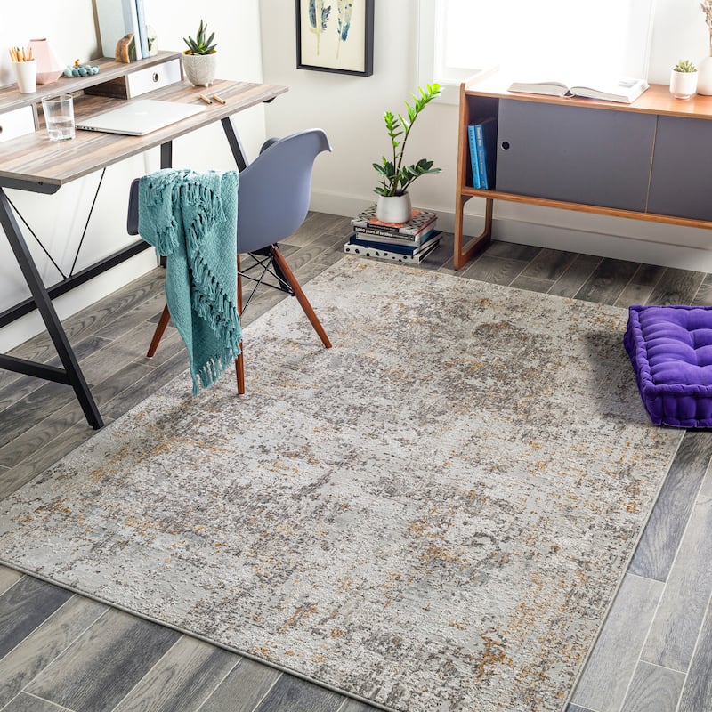 Livabliss Industrial Carmel Abstract Area Rug - 10' x 13'11" - Mustard/Grey