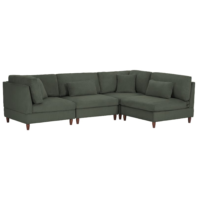 4-Piece Oversized Reversible Upholstered Sectional Modular Sofa