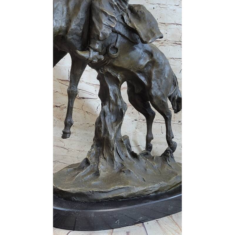 Western Decor Cowboy On Bucking Bronco Buster Horse Sculpture Statue