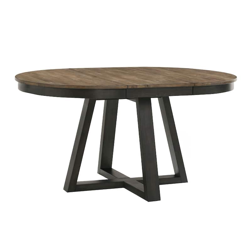 Harper Round Dining Table with Trestle-styled Base, Brushed Brown & Pecan - Brown