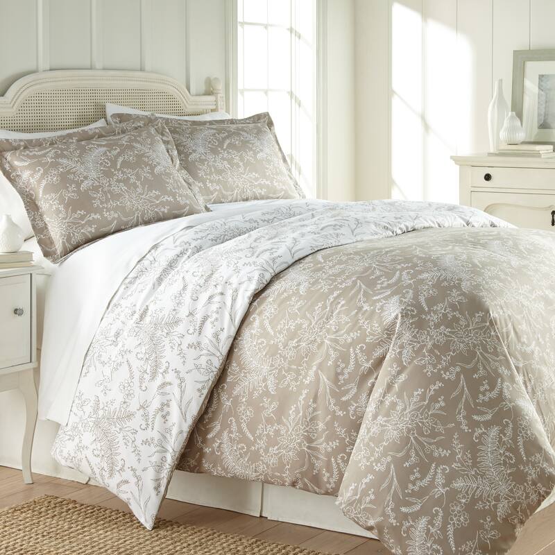 Winter Brush Botanical Duvet Cover and Sham Set - Warm Sand - Full - Queen