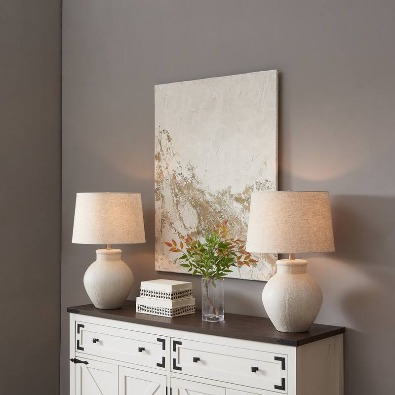 Acroma Avgust 24.25" Ceramic Table Lamp with Fabric Linen Shade