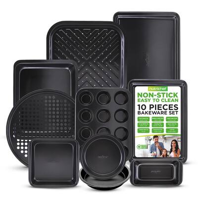 10-Piece Non-Stick Baking Pans Set - Deluxe Carbon Steel Bakeware Set w/ Cookie Sheets, Muffin Pan, Roasting Pan
