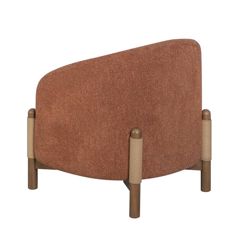 HomeRoots 30" Rust and Brown Fabric And Wood Arm Chair - 30.00 in. x 30.80 in. x 29.50 in.