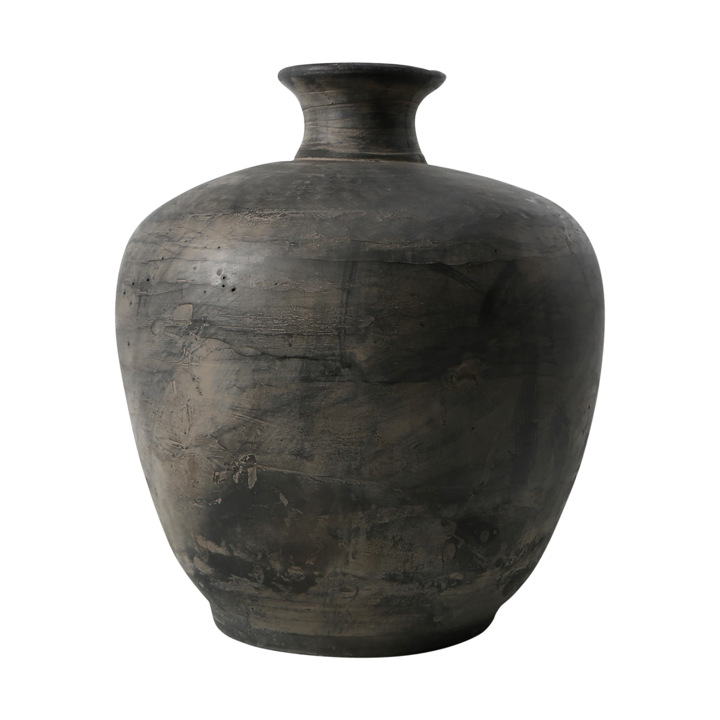 Artissance Earthy Gray Ceramic Vase – 12-Inch Short Neck Decorative Pottery Vase