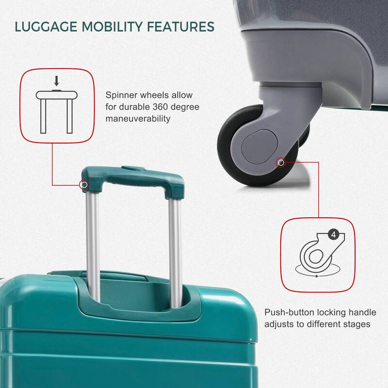 New Model Hardshell ABS Expandable Waterproof Travel Luggage Sets, Lightweight Durable Suitcases Set w/Tsa Lock & Wheels, 3PC
