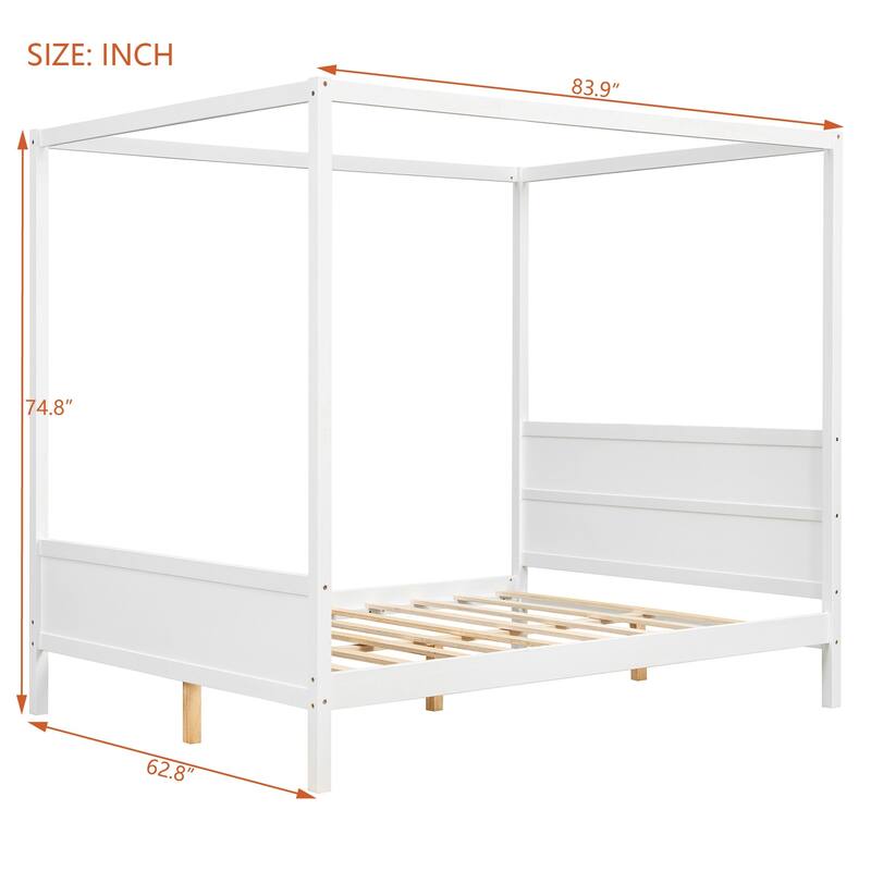 Queen Size Canopy Platform Bed with Headboard and Footboard,Slat Support Leg