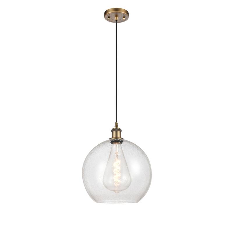 Innovations Lighting Ballston Athens 1 Light 12" Cord Hung Mini Pendant - Brushed Brass/Seedy