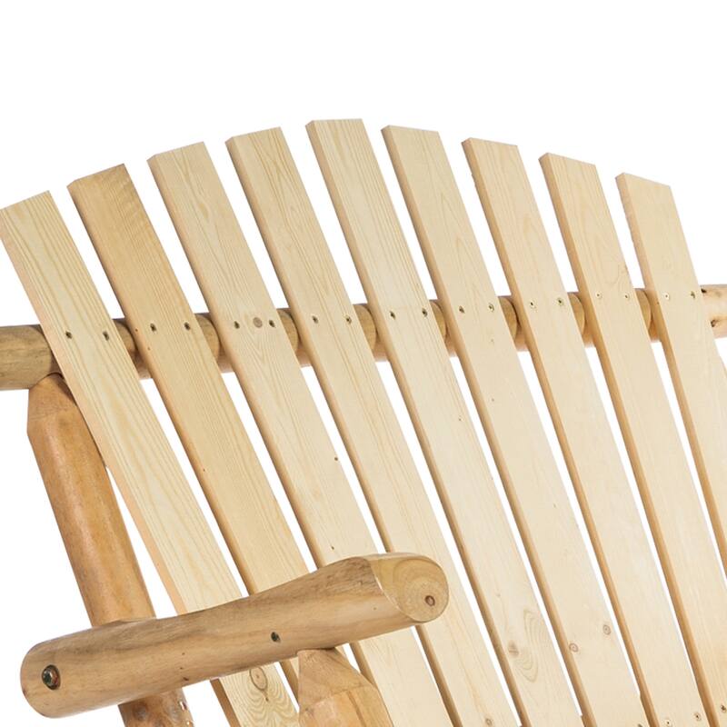 Outsunny 2-Person Wooden Adirondack Rocking with Slatted Design for Backyard, Porch, Poolside