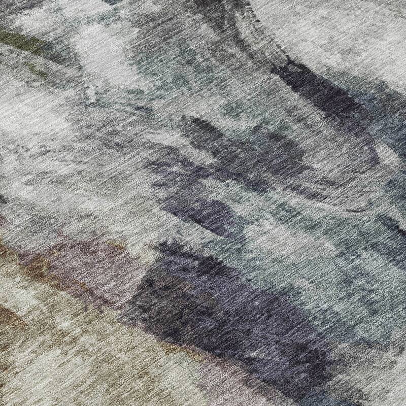 Machine Washable Indoor/Outdoor Modern Brushstrokes Chantille Rug