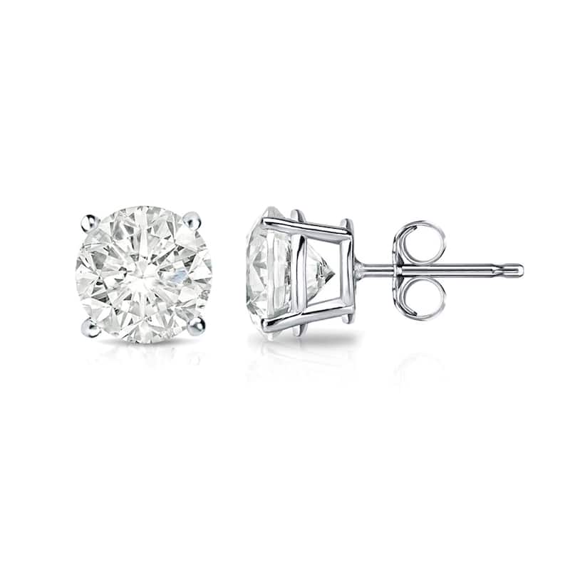 Auriya 18k Gold 1ct TW Clarity-enhanced Diamond Stud Earrings (J-K, I2-I3) - White