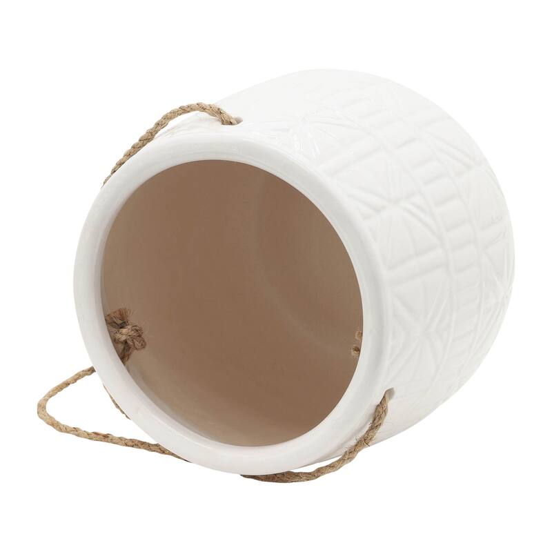 Sagebrook Home Neutral Textured Ceramic Hanging Planter