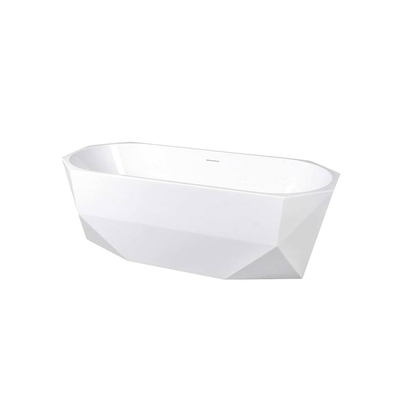 Edward Soaking Diamond Style Bathtub in Glossy White