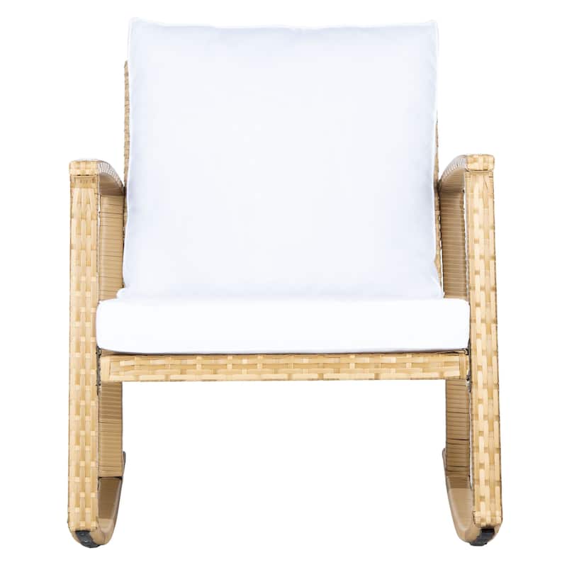SAFAVIEH Outdoor Concepta Rocking Chair - 26W x 32D x 31H - Natural/White Cushion
