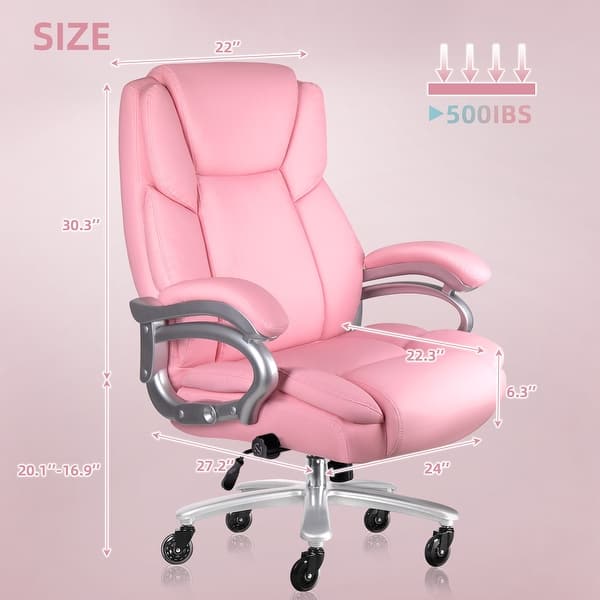 dimension image slide 1 of 4, Bossin Big and Tall Executive Office Chair,500LBS Adjustable Lumbar Support Ergonomic Chair with High Back PU Leather Computer