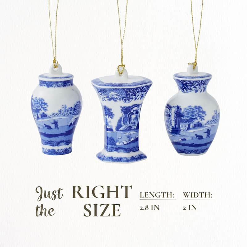Spode Set of 3 Blue Italian Mini Urn Ornaments